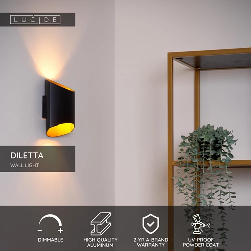 Lucide DILETTA - Wall light - 1xG9 - Black - USP